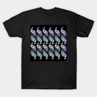 peacock led light rainbow ecopop pattern T-Shirt